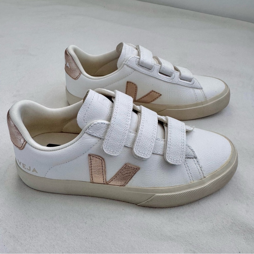 Veja Women’s Recife Leather White Platine Velcro Sneakers